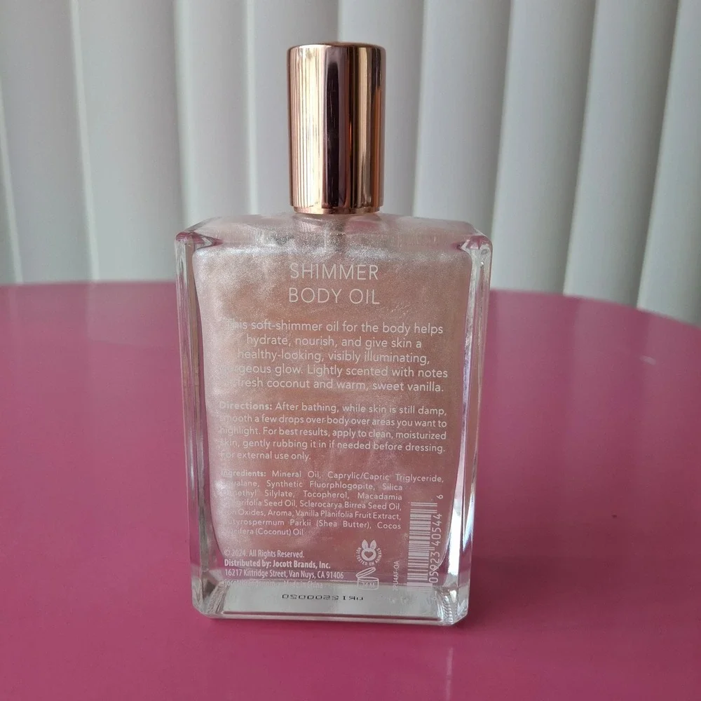 Pearlessence Coconut & Vanilla Shimmer Body Oil 5 oz Pink Glow Spray